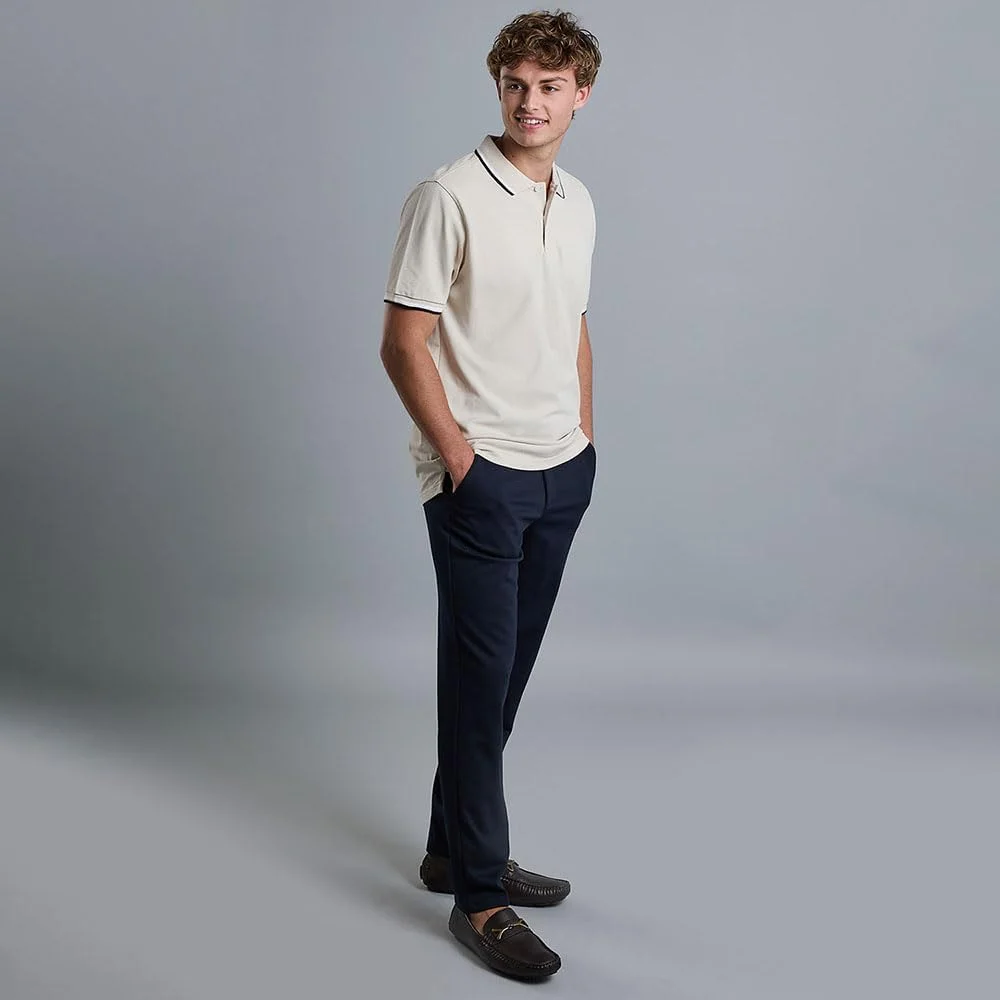 تی شرت پولو مردانه آر اند بی مدل 525-1802MN004-8 با نوارهای متضاد و آستین کوتاه