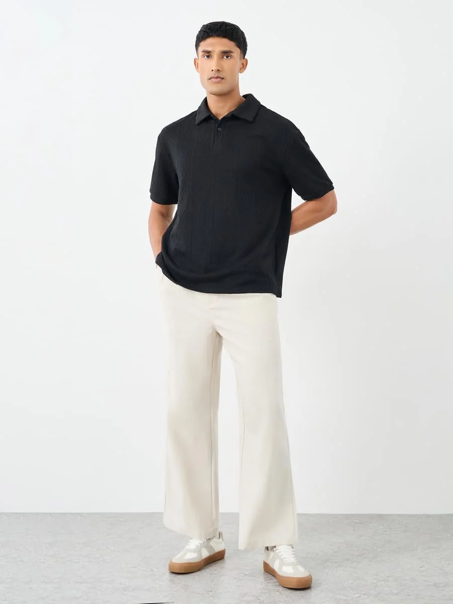 پولوشرت مردانه استایلی، بافت کابلی ممتاز، یقه برگردان، سایز بزرگ