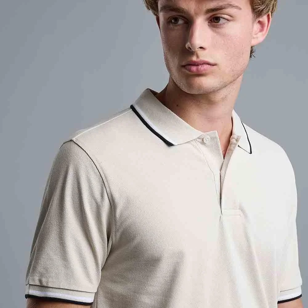 تی شرت پولو مردانه آر اند بی مدل 525-1802MN004-8 با نوارهای متضاد و آستین کوتاه