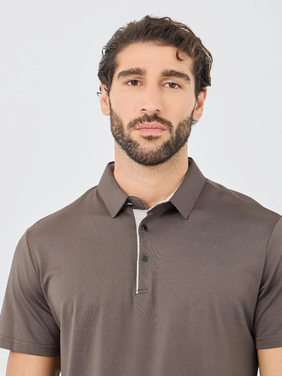 تی شرت پولو مردانه STYLI با سجاف متضاد و برش معمولی