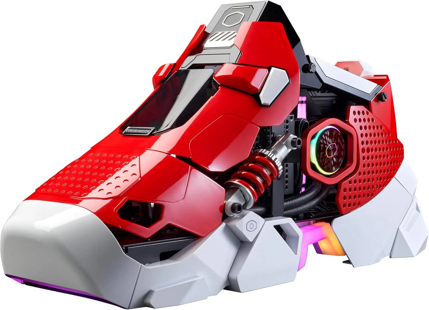 کیس Mini-ITX کولر مستر Sneaker X، فن از پیش نصب شده MF120 Halo، رادیاتور از پیش نصب شده Flux 360 Special Edition، منبع تغذیه از پیش نصب شده SFX 850W Gold، SSD 2.5 اینچی، قرمز | ABK-SXNN-S38L3-R1