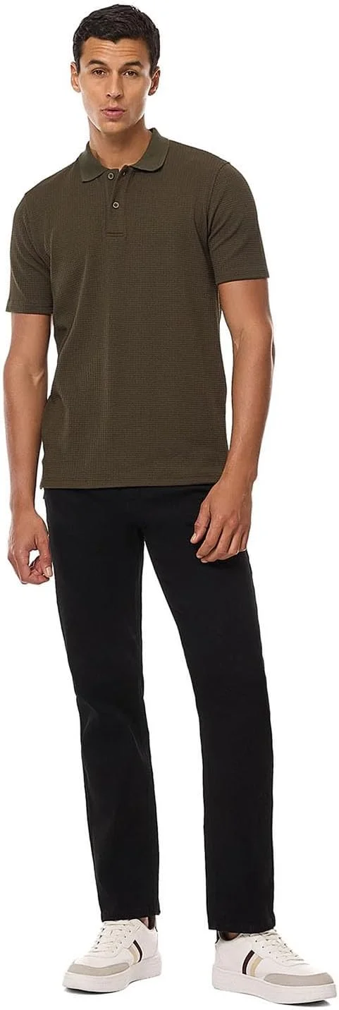 تی شرت پولو مردانه بافت دار آستین کوتاه