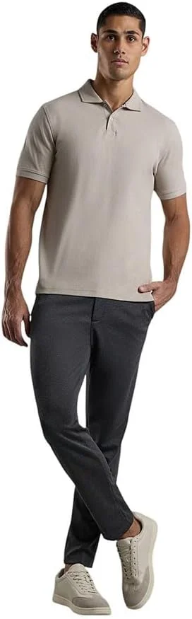 تی شرت پولو مردانه دنده ای آستین کوتاه