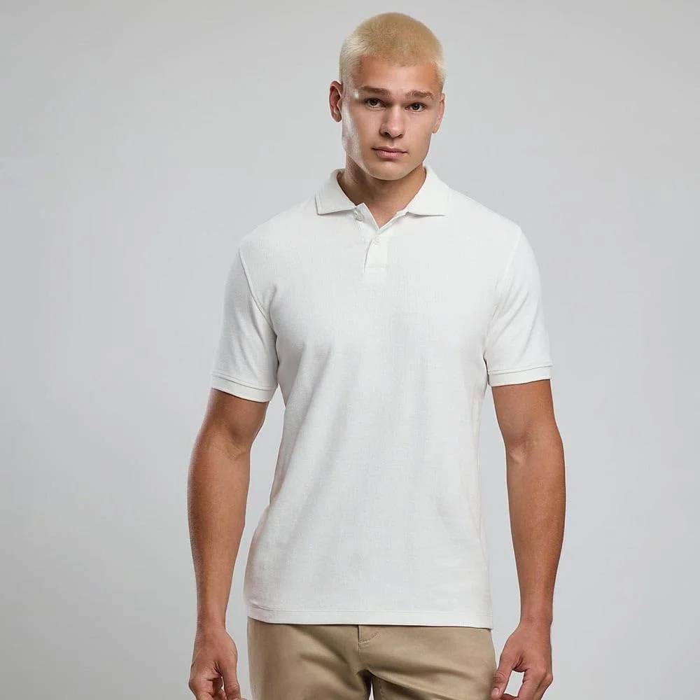 تی شرت پولو مردانه دنده ای آستین کوتاه