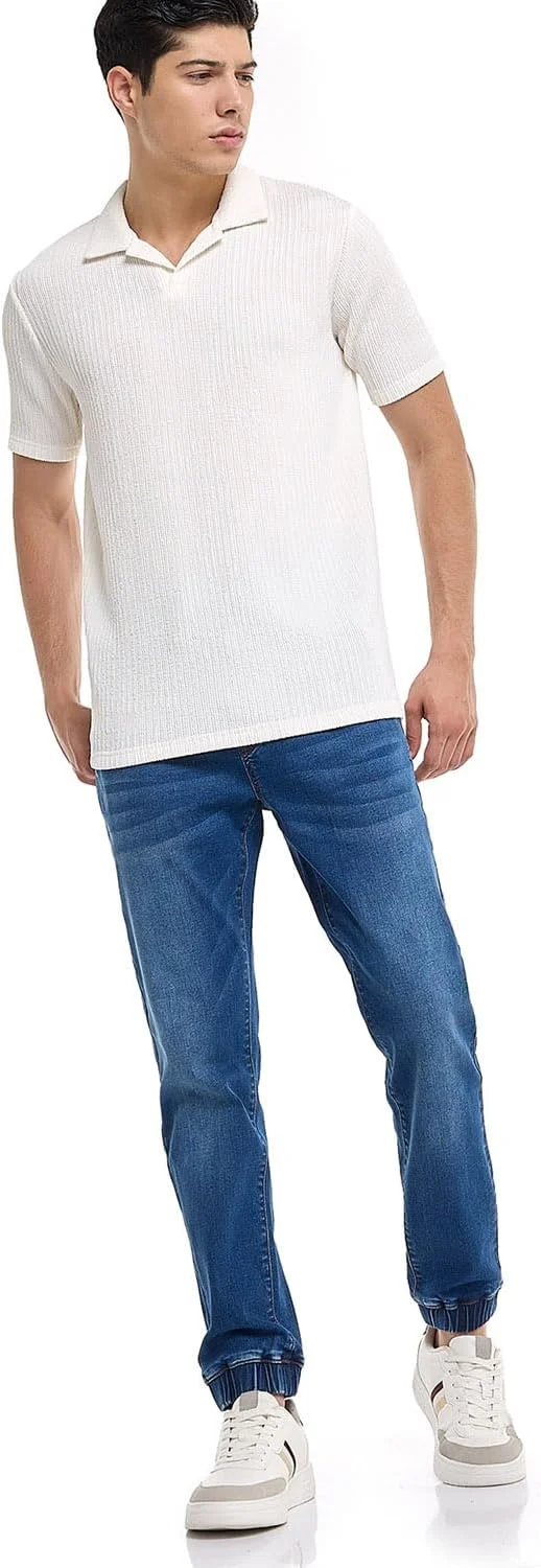 تی شرت پولو با آستین کوتاه و بافت دار مردانه