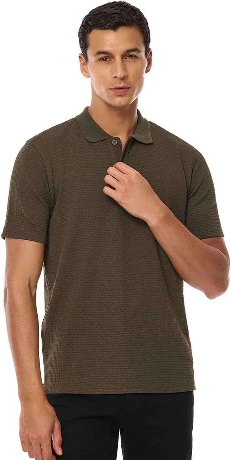 تی شرت پولو مردانه بافت دار آستین کوتاه