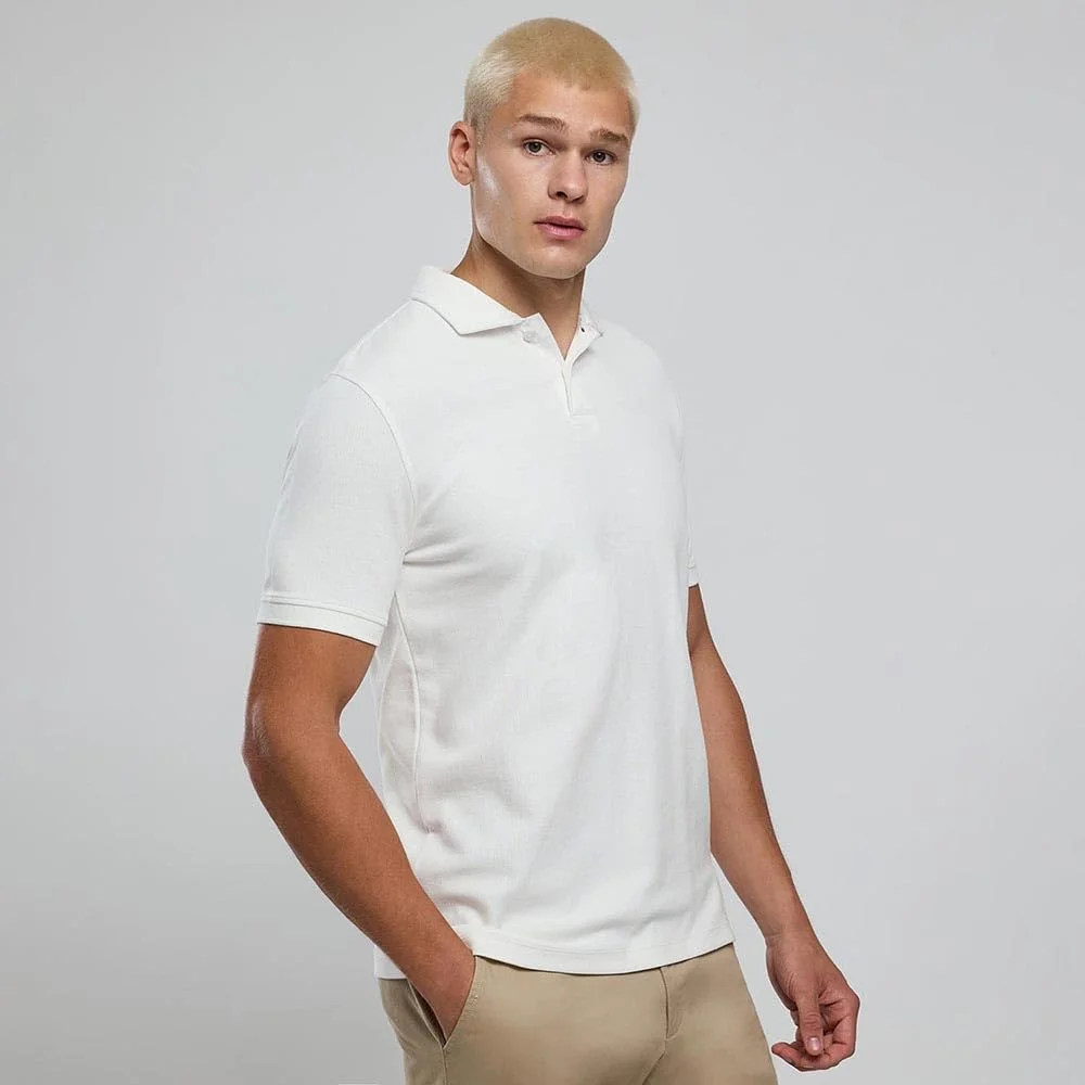 تی شرت پولو مردانه دنده ای آستین کوتاه