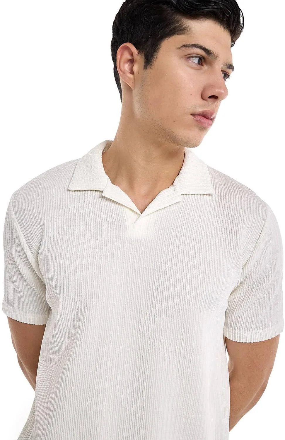 تی شرت پولو با آستین کوتاه و بافت دار مردانه