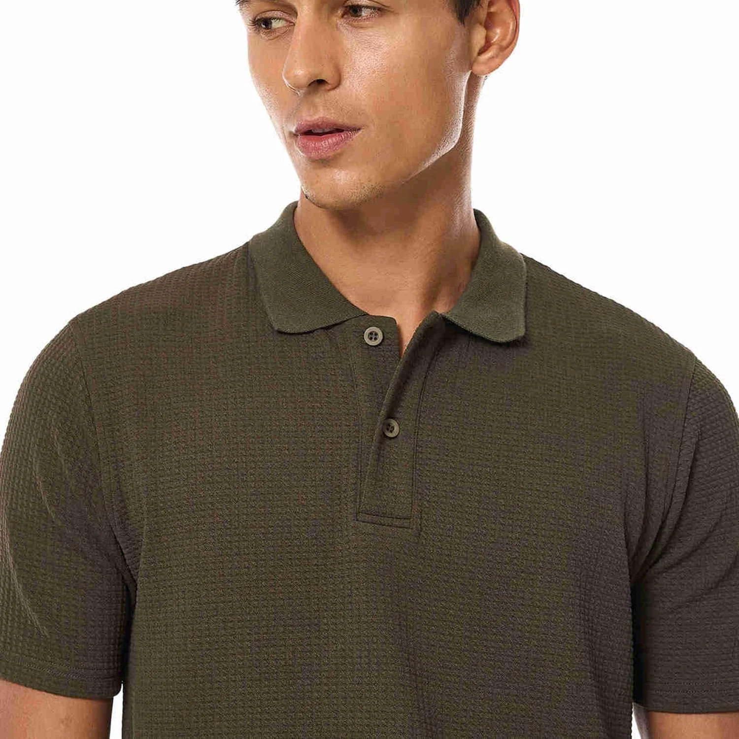 تی شرت پولو مردانه بافت دار آستین کوتاه