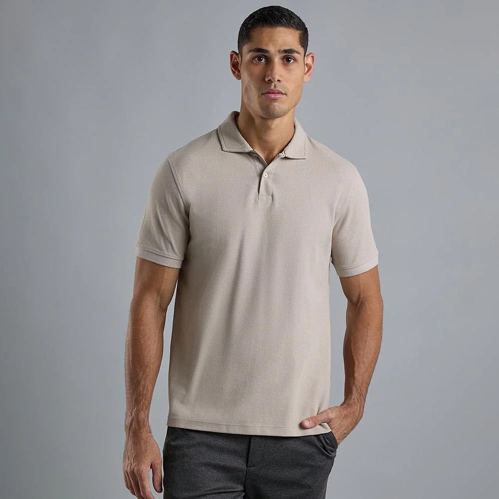 تی شرت پولو مردانه دنده ای آستین کوتاه