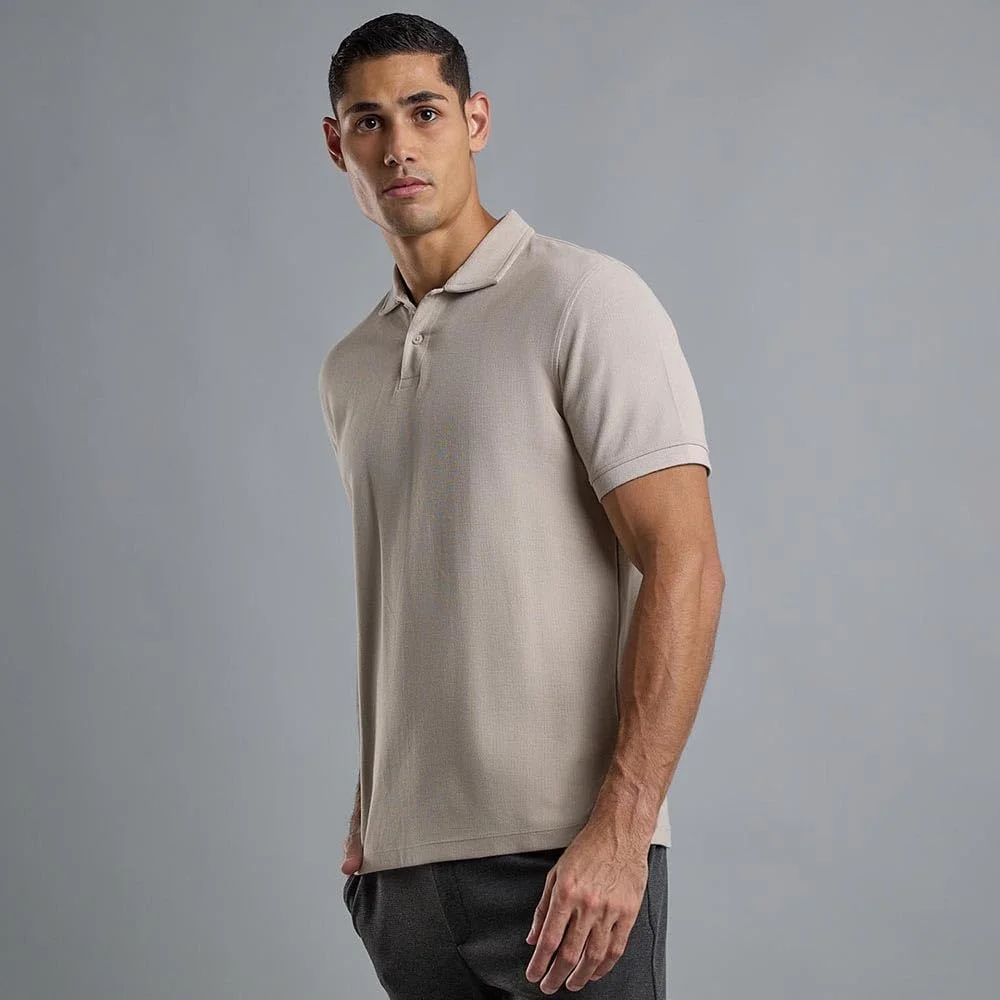 تی شرت پولو مردانه دنده ای آستین کوتاه