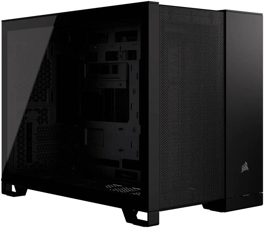 کیس کامپیوتر Corsair 2500D Airflow Mid-Tower، پشتیبانی از رادیاتور تا 360 میلی‌متر و 11 فن، طراحی دو محفظه‌ای، پنل ورودی/خروجی مدرن، 1 پورت USB-C 3.2 Gen 1، 2 پورت USB 3.2 Gen 1، جک صدا، مشکی | CC-9011263-WW
