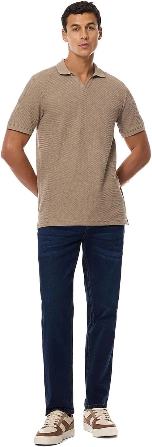 تی شرت پولو مردانه بافت دار آستین کوتاه