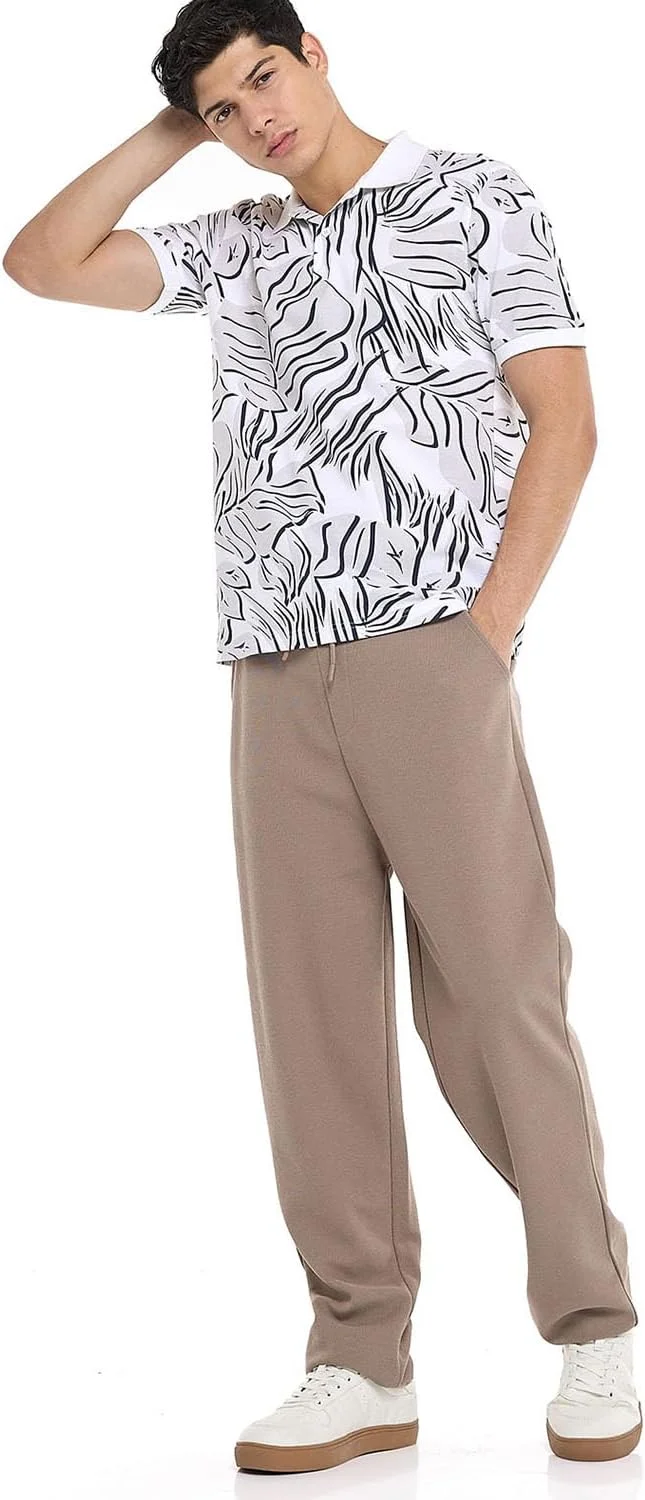 تی شرت پولو مردانه آر اند بی طرح دار آستین کوتاه