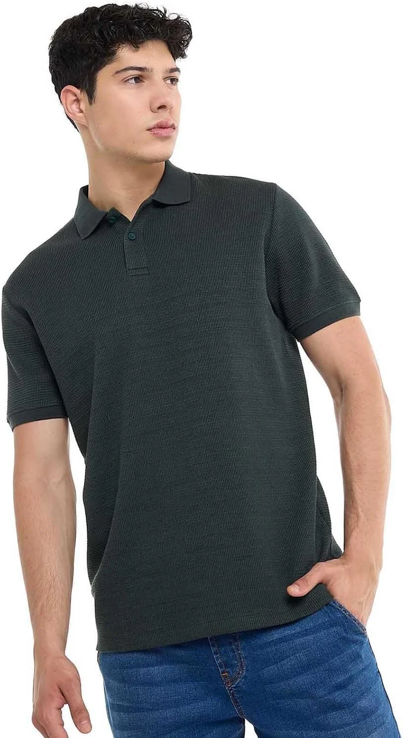 تی شرت پولو مردانه آر اند بی مدل 325-1139MN002 با بافت و آستین کوتاه