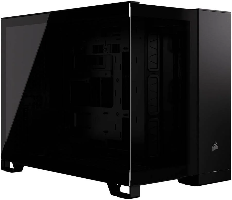 کیس کامپیوتر Corsair 2500X mATX Mid-Tower، پشتیبانی از رادیاتور تا 360 میلی‌متر و 9 فن، طراحی دو محفظه‌ای، پنل ورودی/خروجی مدرن، 1 عدد USB-C 3.2 Gen 1، 2 عدد پورت USB 3.2 Gen 1، جک صدا، مشکی | CC-9011265-WW