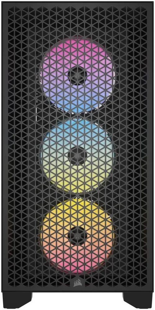 کیس کامپیوتر مید تاور Corsair 3000D RGB AIRFLOW، شیشه حرارت دیده و پنل جلویی بهینه شده برای جریان هوا، پشتیبانی از 8 فن 120 میلی‌متری و رادیاتورهای 360 میلی‌متری، 2 جایگاه درایو 3.5 اینچی یا 2.5 اینچی، 2 پورت USB 3.2 Type-A، مشکی | CC-9011255-WW