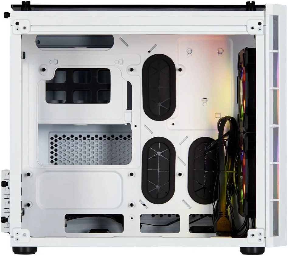 کیس کامپیوتر کورسیر 280X Crystal RGB Micro ATX با شیشه حرارت دیده، جنس بدنه فولاد، پلاستیک و شیشه حرارت دیده، پشتیبانی از رادیاتور 240 میلی‌متری، پشتیبانی از 6 فن، سفید | CC-9011137-WW