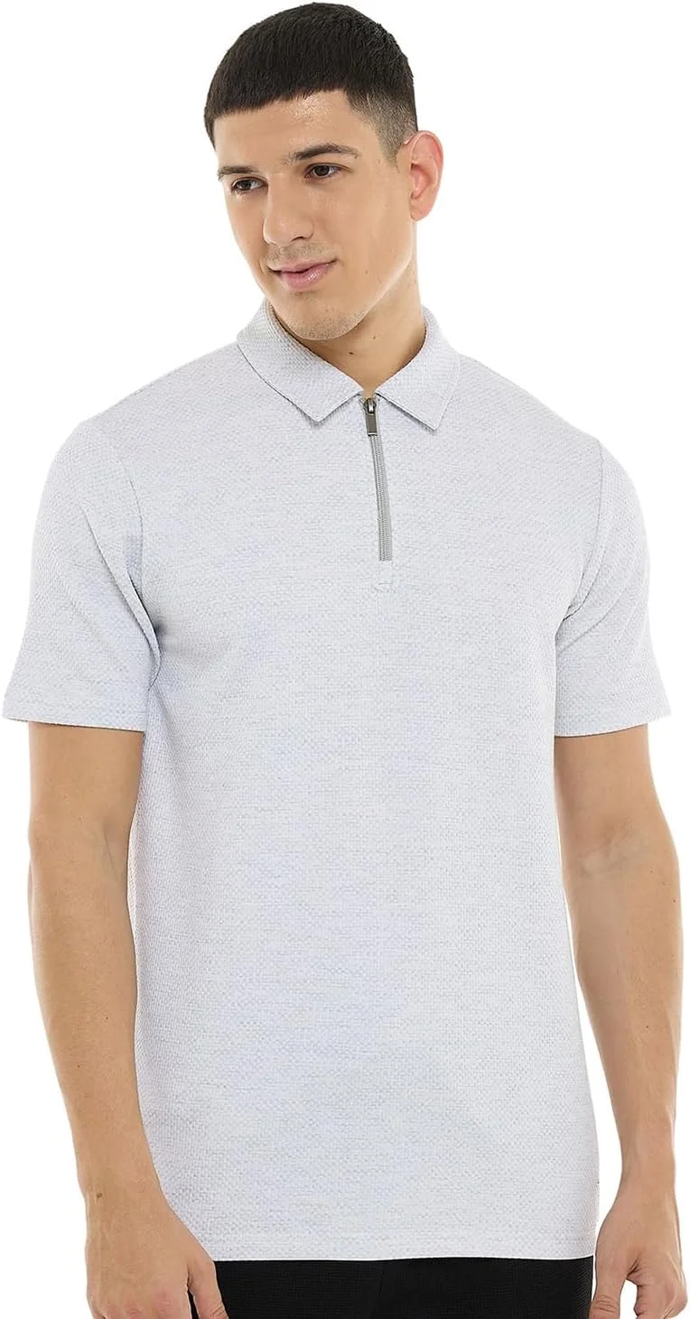 تی شرت پولو مردانه با آستین کوتاه و بافت دار