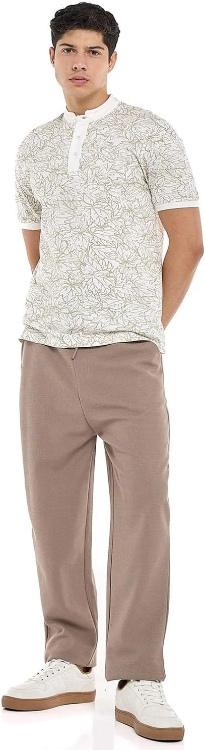 تی شرت مردانه طرح دار یقه ایستاده و آستین کوتاه مدل 325-1016MN002-1 از آر اند بی