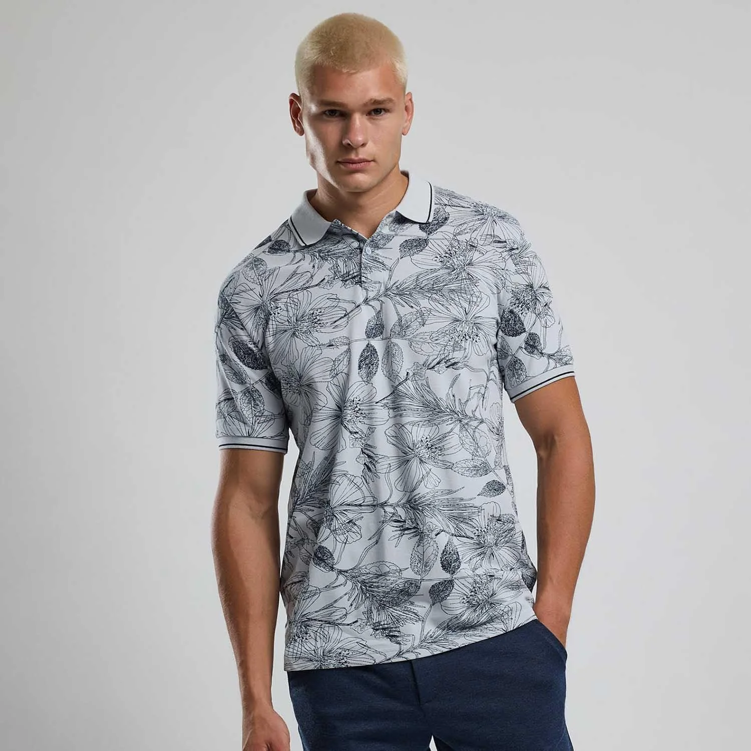 تی شرت پولو مردانه طرح دار آستین کوتاه