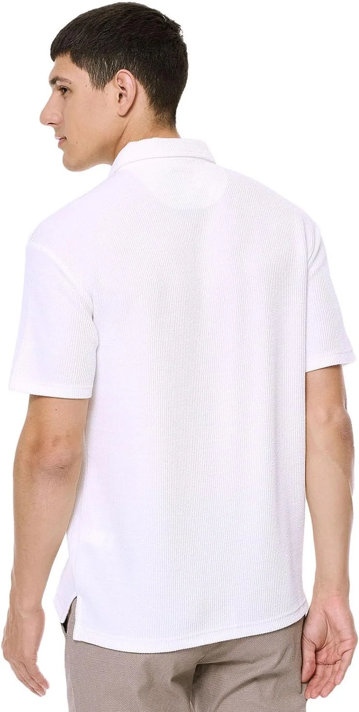 تی شرت پولو مردانه بافت دار آستین کوتاه