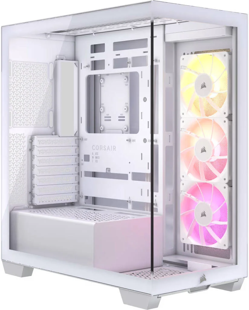 کیس کامپیوتر مید تاور کرسیر 3500X aRGB، دارای 3 فن RS120 ARGB از پیش نصب شده، پشتیبانی از رادیاتور تا 360 میلی متر و 10 فن، پنجره شیشه ای حرارت دیده، 1 پورت Type-C، 2 پورت Type-A و ورودی/خروجی صدا، سفید | CC-9011279-WW