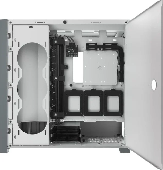 کیس کامپیوتر Corsair 5000D Airflow با شیشه حرارت دیده، 2 پورت USB 3.0 / 1 پورت USB 3.1 Type-C / ورودی و خروجی صدا، رادیاتور 360 میلی‌متری، جنس بدنه فولاد / پلاستیک / شیشه حرارت دیده، Mid-Tower ATX - سفید | CC-9011211-WW