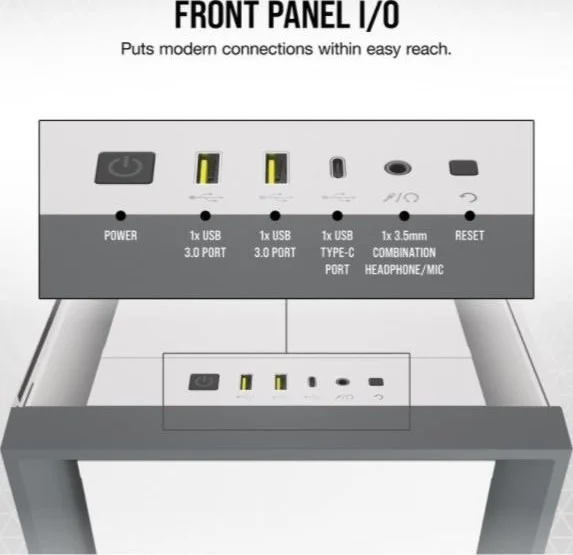 کیس کامپیوتر CORSAIR 5000D شیشه حرارت دیده Mid-Tower ATX - سفید | CC-9011209-WW