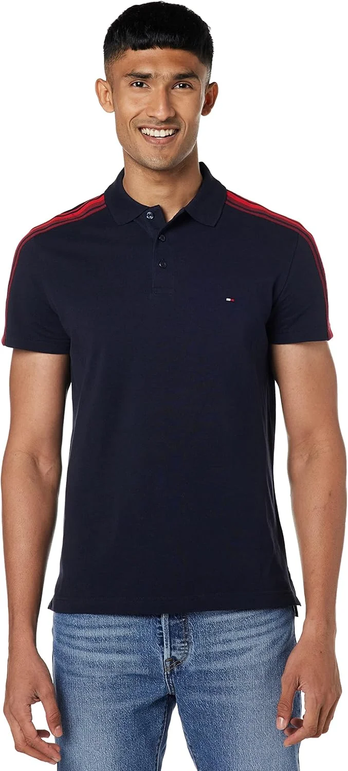 پولوشرت آستین کوتاه مردانه تامی هیلفیگر با نوار طرح پرچم