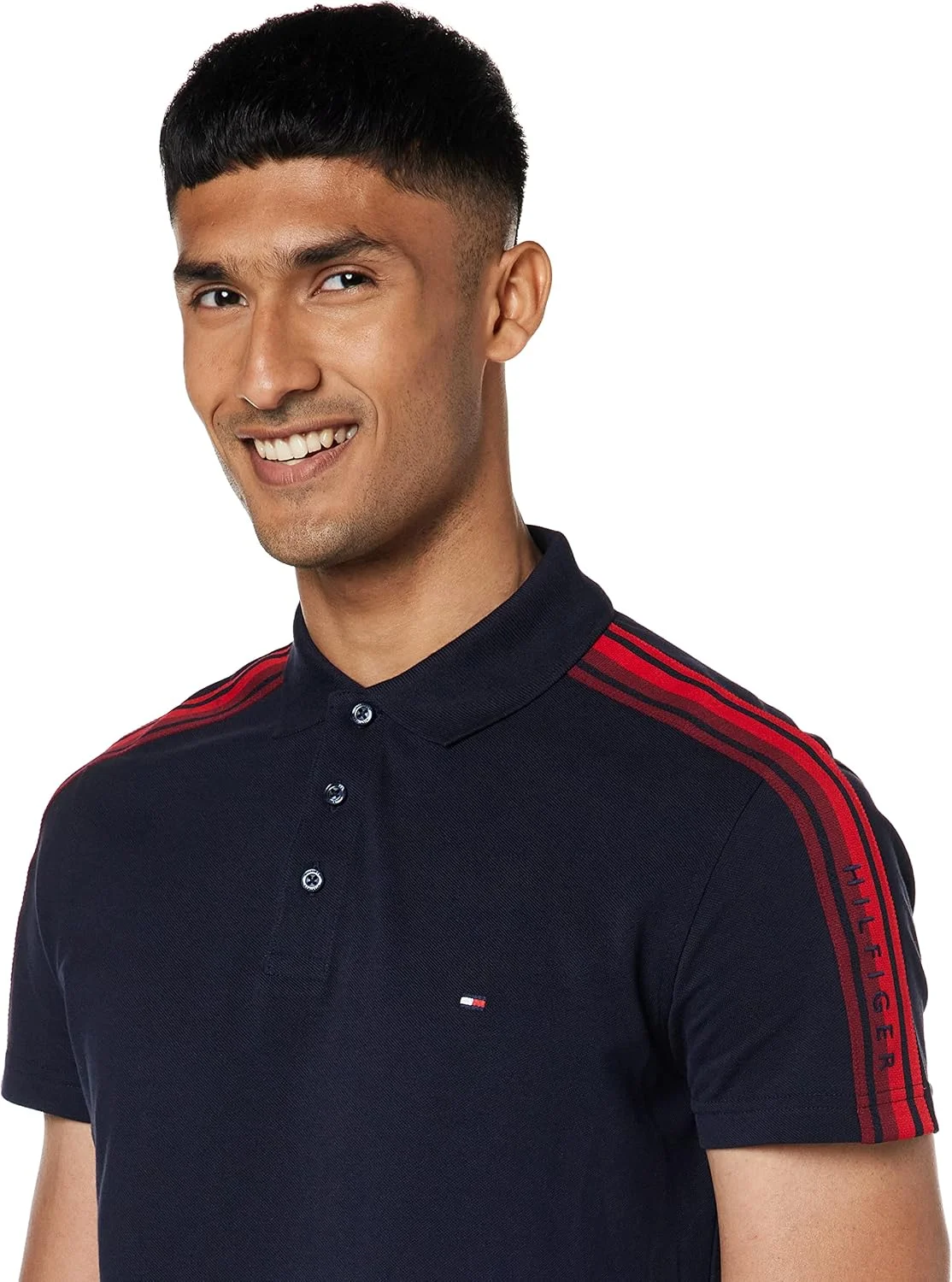پولوشرت آستین کوتاه مردانه تامی هیلفیگر با نوار طرح پرچم پولوشرت آستین کوتاه مردانه تامی هیلفیگر با نوار طرح پرچم