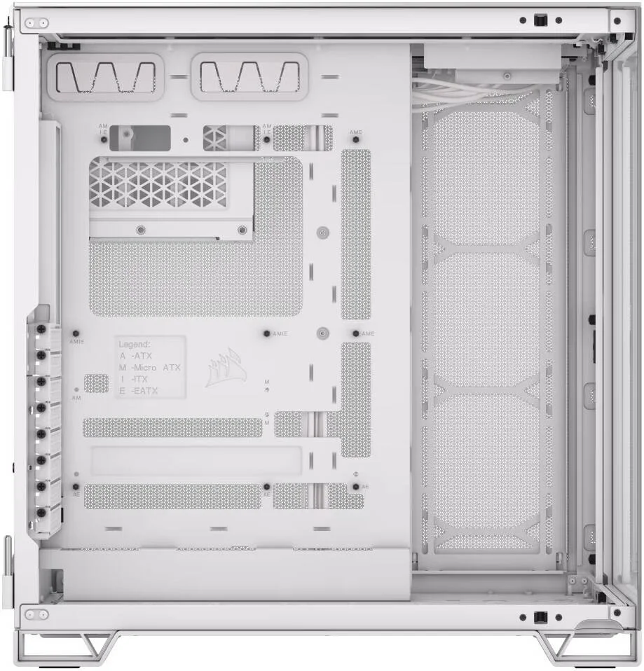کیس کامپیوتر مید تاور Corsair 6500X، پشتیبانی از رادیاتور تا 360 میلی‌متر و 10 فن، شیشه حرارت دیده، محفظه دوگانه، پنل ورودی/خروجی مدرن در جلو، انعطاف‌پذیری گسترده در خنک‌سازی، سفید / آلومینیوم خاکستری ساتن | CC-9011285-WW