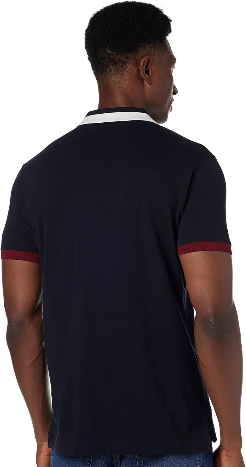 پولوشرت مردانه تامی هیلفیگر یقه و سرآستین RWB مدل اسلیم آستین کوتاه پولوشرت مردانه تامی هیلفیگر یقه و سرآستین RWB مدل اسلیم آستین کوتاه