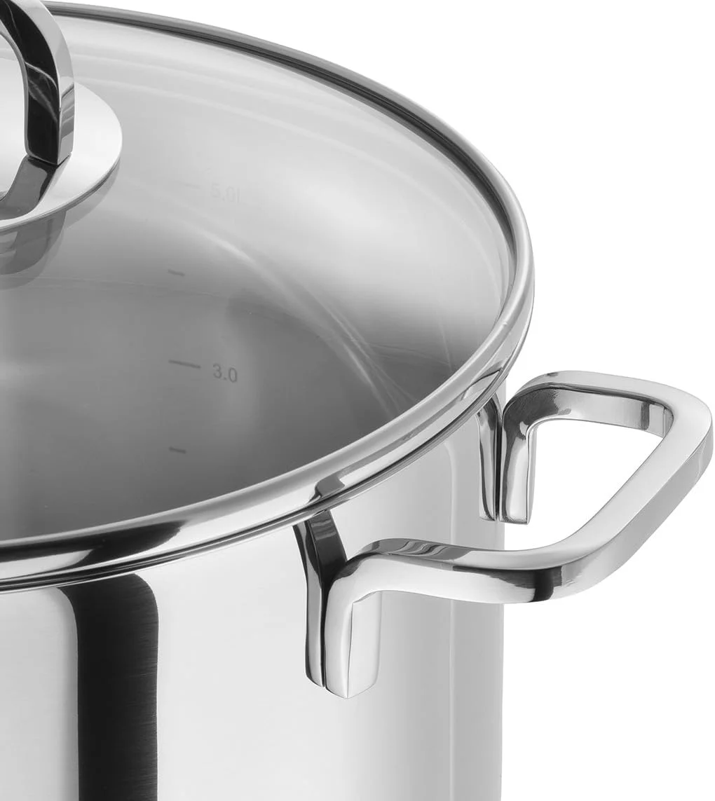 ست قابلمه 5 پارچه Zwilling، به همراه 4 درب، مناسب برای اجاق های القایی، استیل ضد زنگ، Quadro، 60 x 50 x 30 سانتی متر