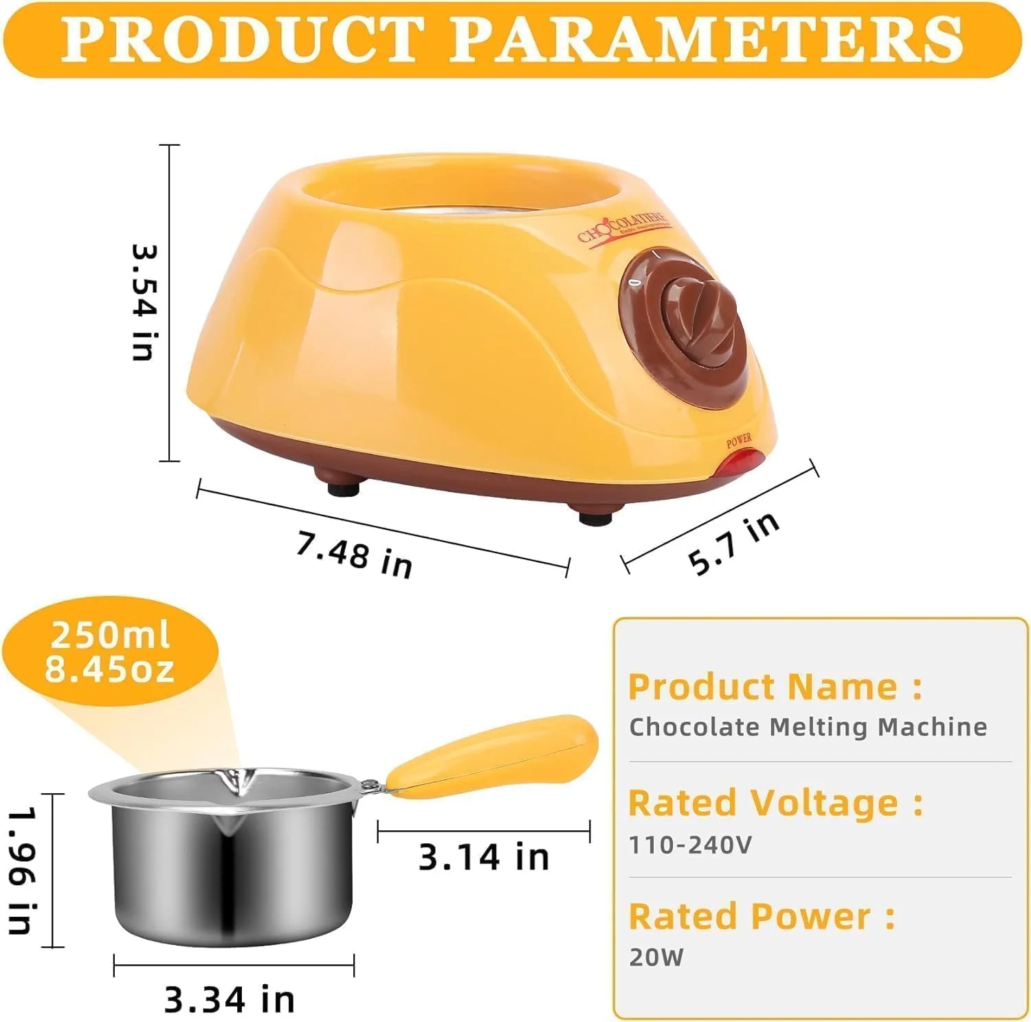 ست دیگ ذوب شکلات YelaJoy - ذوب کننده برقی شکلات 25 واتی با عملکرد گرم نگه داشتن و غوطه ور سازی، دیگ قابل جابجایی 250 میلی لیتری - ایده آل برای ذوب شکلات، کره، پنیر و موم - مهمانی های DIY، دسر ست دیگ ذوب شکلات YelaJoy - ذوب کننده برقی شکلات 25 واتی با عملکرد گرم نگه داشتن و غوطه ور سازی، دیگ قابل جابجایی 250 میلی لیتری - ایده آل برای ذوب شکلات، کره، پنیر و موم - مهمانی های DIY، دسر