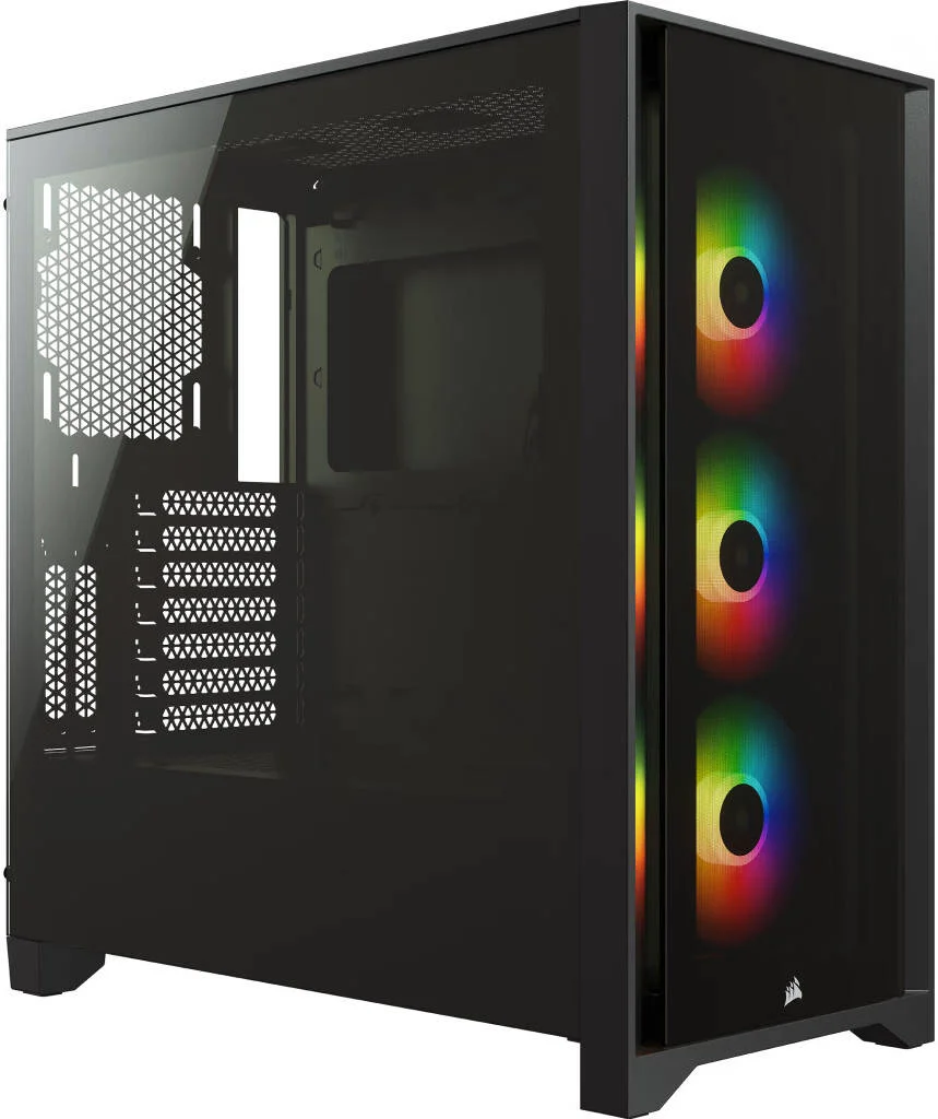 کیس کامپیوتر Corsair iCUE 4000X ATX Mid Tower، جنس بدنه فولاد + شیشه حرارت دیده + پلاستیک، پشتیبانی از رادیاتور تا 360، پورت های ورودی/خروجی Type-C/USB3.0/Audio، مشکی I CC-9011204-WW