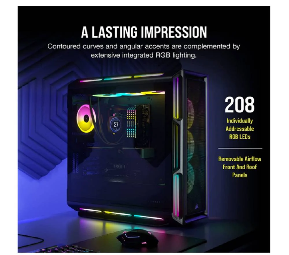 کیس کامپیوتر Corsair iCUE 5000T RGB Mid Tower ATX، شیشه حرارت دیده، پشتیبانی از رادیاتور 360 میلیمتری و 10 فن، شامل 3 فن 120 میلیمتری، 7 + 2 اسلات توسعه عمودی، مشکی | CC-9011230-WW کیس کامپیوتر Corsair iCUE 5000T RGB Mid Tower ATX، شیشه حرارت دیده، پشتیبانی از رادیاتور 360 میلیمتری و 10 فن، شامل 3 فن 120 میلیمتری، 7 + 2 اسلات توسعه عمودی، مشکی | CC-9011230-WW