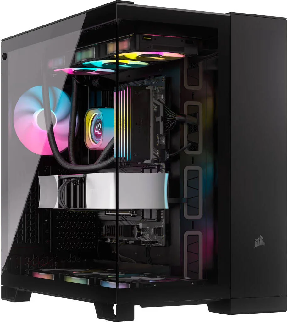 کیس کامپیوتر مید تاور ATX کرسیر iCUE LINK 6500X RGB، دارای 3 فن RX RGB از پیش نصب شده، پشتیبانی از رادیاتور تا 360 میلی‌متر و 10 فن، طراحی دو محفظه‌ای، شیشه حرارت دیده، ورودی/خروجی مدرن، مشکی | CC-9011269-WW