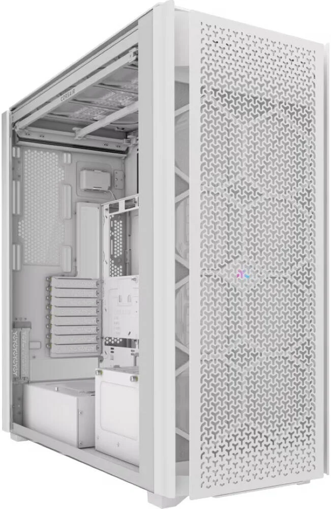 کیس کامپیوتر فوق‌العاده بزرگ CORSAIR iCUE LINK 9000D RGB AIRFLOW، قابلیت نصب تا 18 فن 120 میلی‌متری و رادیاتورهای 480 میلی‌متری، جریان هوای بالا، 4 پورت USB 3.2 Type-A، 2 پورت USB 3.2 Type-C، خروجی صدا، سفید | CC-9011274-WW