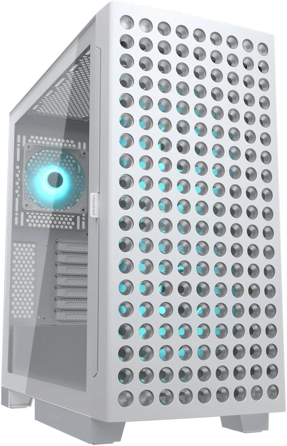 کیس کامپیوتر Cougar Airface ECO RGB Mid Tower، دارای 2 فن 180mm و 1 فن 120mm از پیش نصب شده، پشتیبانی از رادیاتور تا 360mm و 7 فن، خنک کننده ترمودینامیکی، سفید | 385YA20.0002