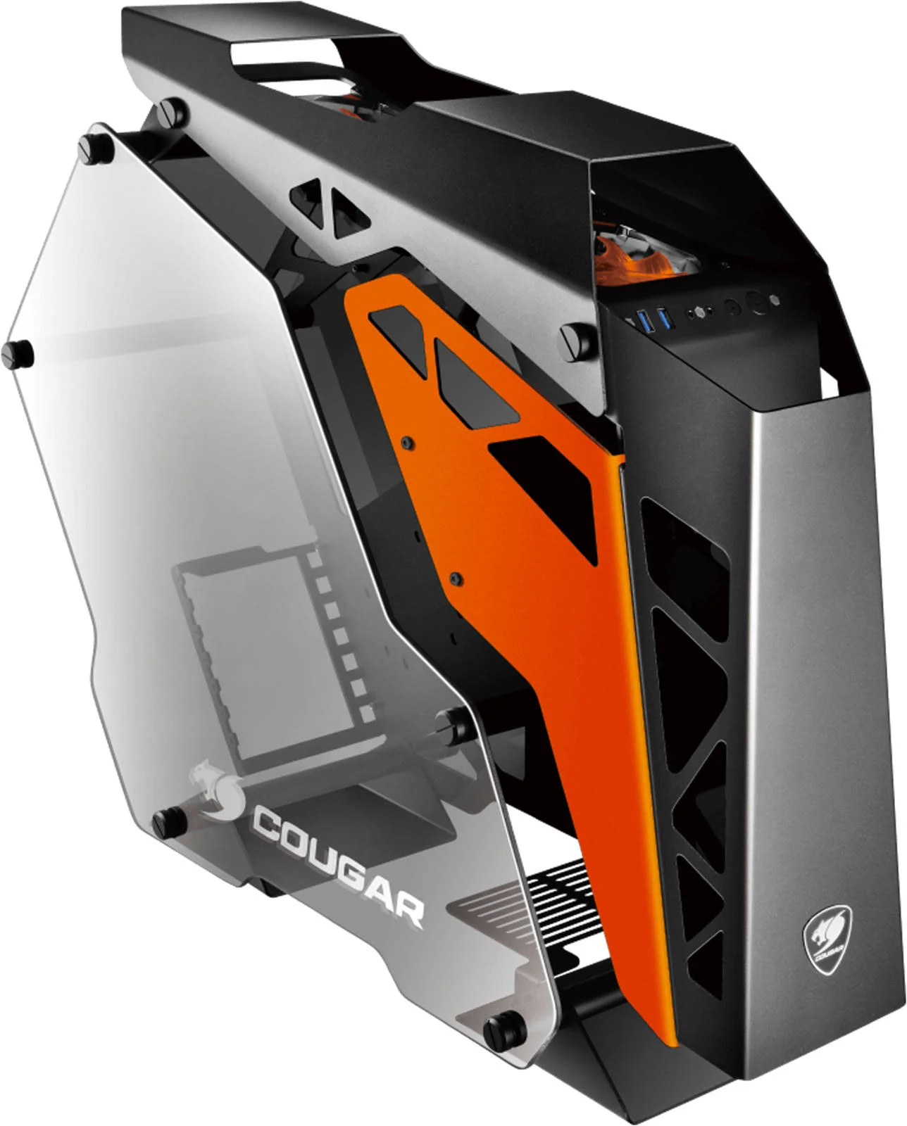 کیس گیمینگ میان برج Cougar Conquer ATX (Mini ITX / Micro ATX / ATX شیشه حرارت دیده آلومینیوم مشکی و نارنجی) | CG-GC-CONQUER-BLK کیس گیمینگ میان برج Cougar Conquer ATX (Mini ITX / Micro ATX / ATX شیشه حرارت دیده آلومینیوم مشکی و نارنجی) | CG-GC-CONQUER-BLK