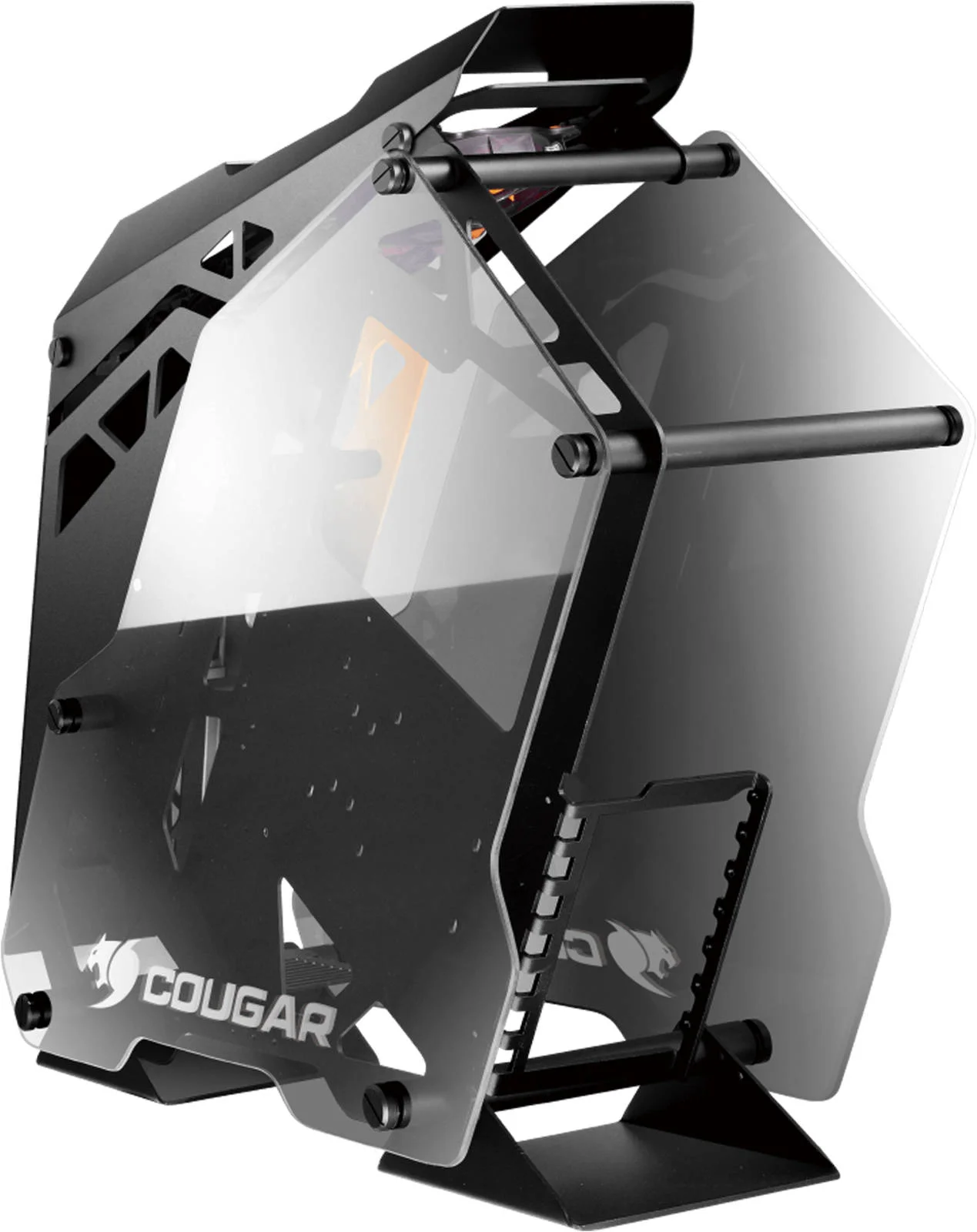 کیس گیمینگ میان برج Cougar Conquer ATX (Mini ITX / Micro ATX / ATX شیشه حرارت دیده آلومینیوم مشکی و نارنجی) | CG-GC-CONQUER-BLK