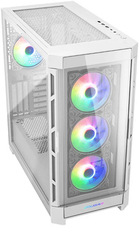 کیس مید تاور ATX کوگار Duoface Pro RGB، فریم فولادی و پنل شیشه ای حرارت دیده، پشتیبانی از رادیاتور تا 360 میلی متر و 9 فن 120 میلی متری، نورپردازی خیره کننده RGB، 2x USB 3.0 / 2.0 / Type-C، سفید | 385AD10.0002