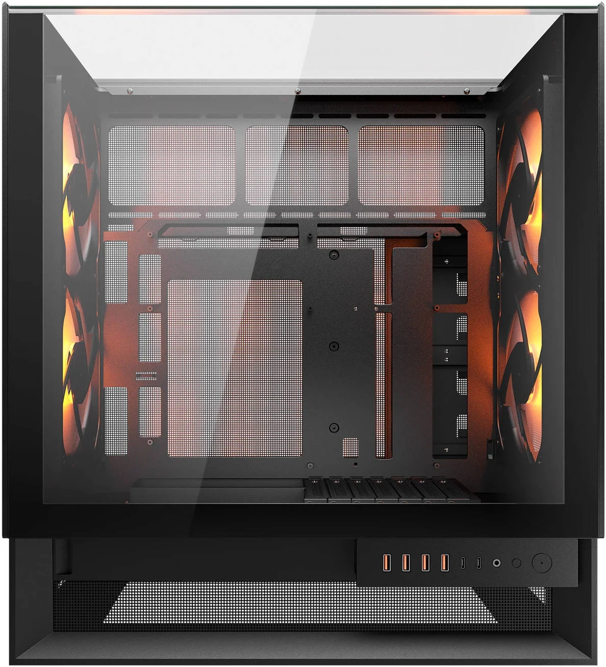 کیس کامپیوتر Cougar OmnyX Mid Tower ATX، دارای 4 فن 160 میلی‌متری ARGB PWM از پیش نصب شده، پشتیبانی از رادیاتور 360 میلی‌متری، 7 اسلات توسعه، پنل فیلتر گرد و غبار مغناطیسی، مدیریت کابل، مشکی | 382WA30.0001