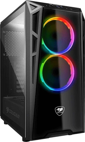 کیس گیمینگ Cougar Turret RGB، Mid Tower، Mini ITX / Micro ATX / ATX، USB3.0 x 2 / USB2.0 x 1، میکروفون x 1، صدا x 1، دکمه کنترل RGB | CG-GC-TURRET-RGB