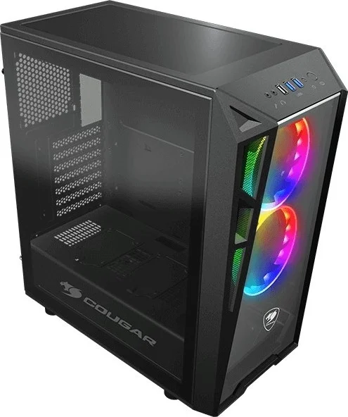 کیس گیمینگ Cougar Turret RGB، Mid Tower، Mini ITX / Micro ATX / ATX، USB3.0 x 2 / USB2.0 x 1، میکروفون x 1، صدا x 1، دکمه کنترل RGB | CG-GC-TURRET-RGB