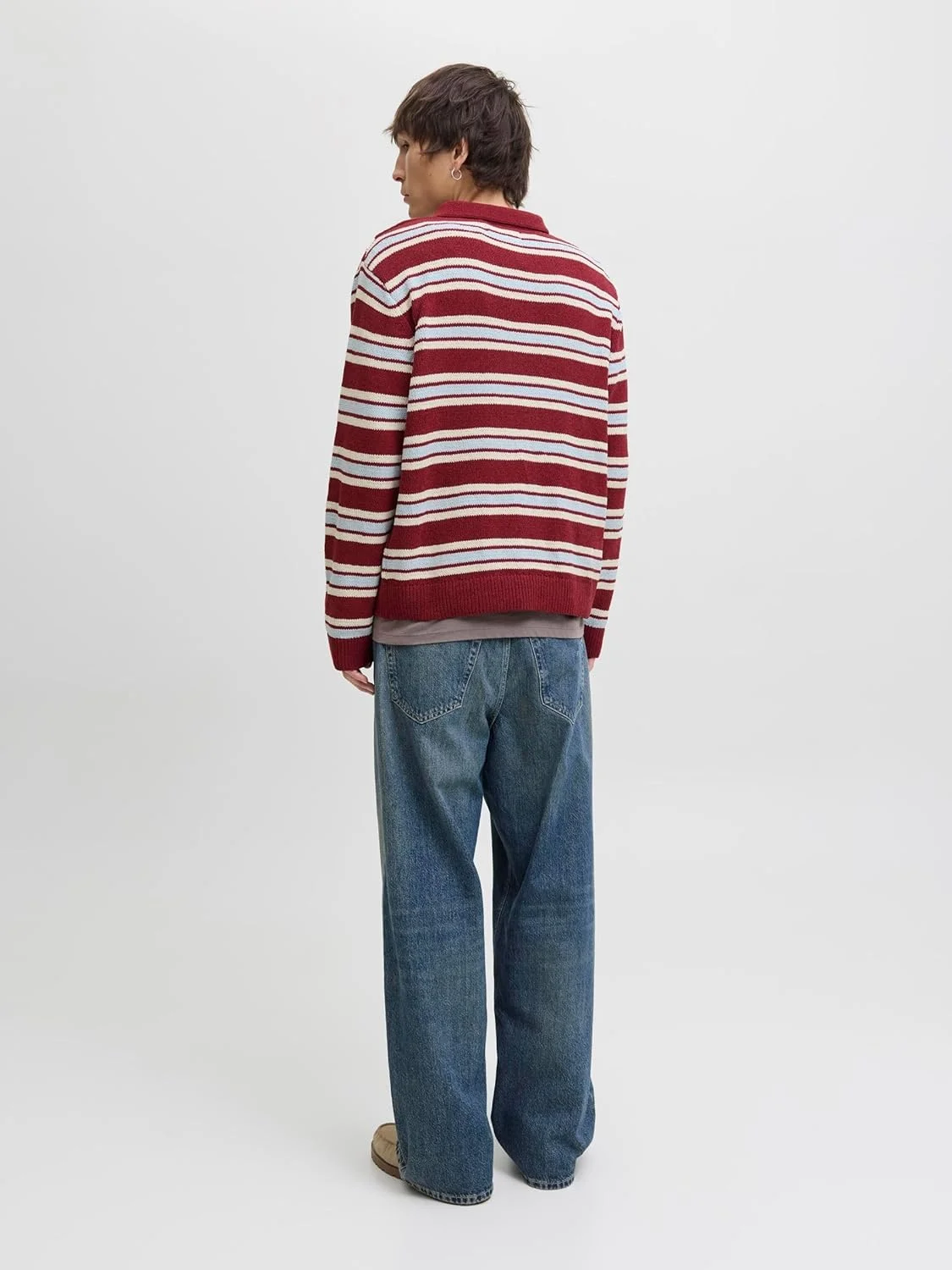 پلوشرت بافت راه راه مردانه جک اند جونز مدل Jorcambridge (تک عددی)