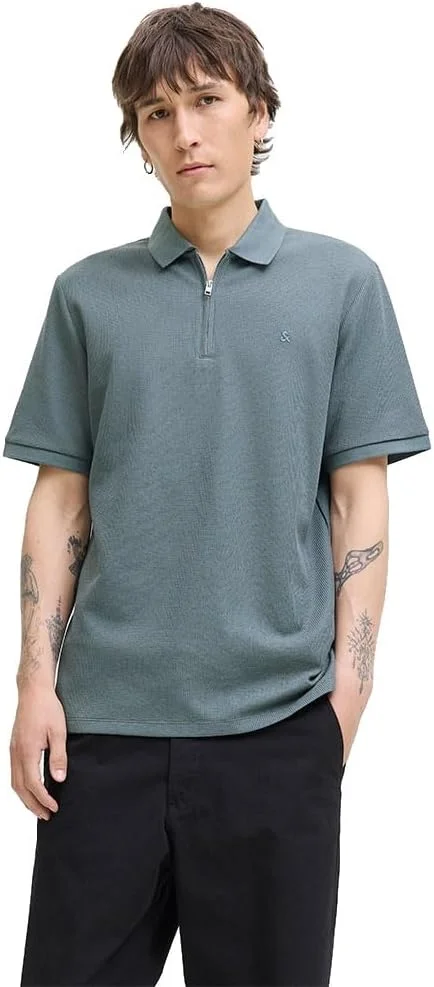 پولوشرت زیپ‌دار مردانه جک اند جونز مدل Jjeaustin Zip Polo Ss Noos (تک عددی)