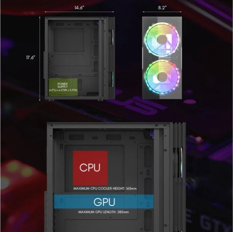 کیس گیمینگ مید تاور DarkFlash BF1 ATX، پنل شیشه ای حرارت دیده، کیس کامپیوتر، با یک جفت فن 20 سانتی متری RGB مدل BF1