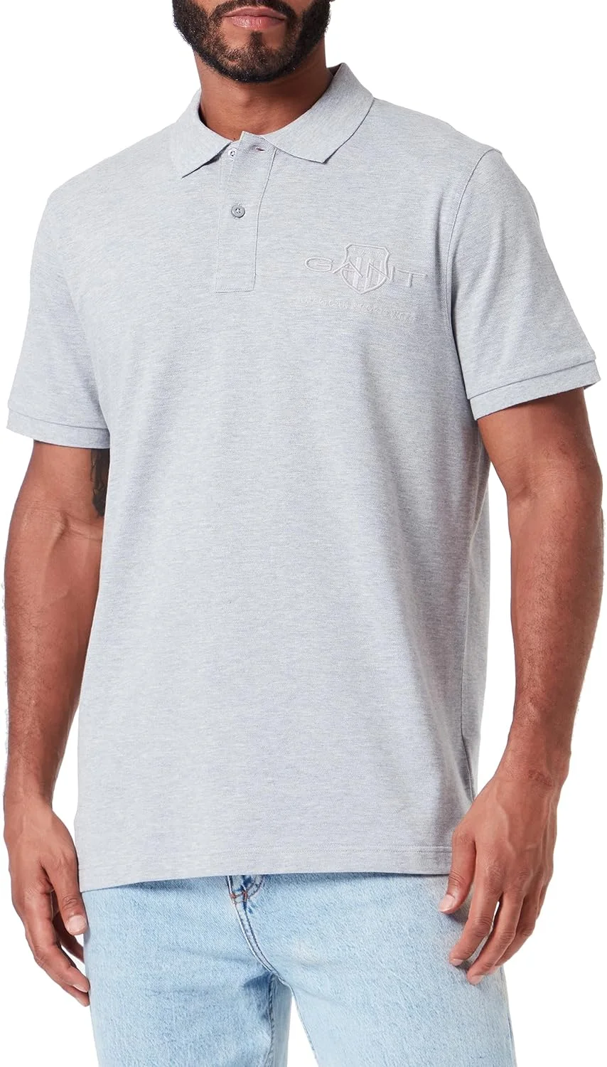 پولوشرت مردانه گانت با طرح سپر هم‌رنگ